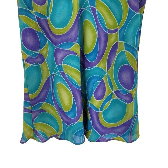 Vintage 70s 2pc Skirt Set L Geometric Psychedelic Maxi Tank Blue Green Mod Funky - Picture 13 of 16